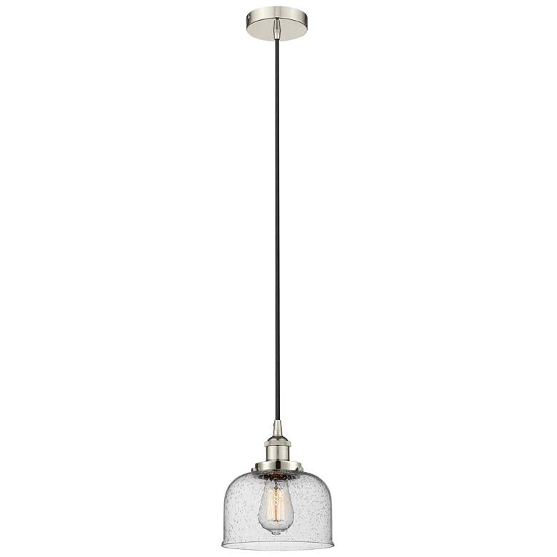 Image 1 Bell 8" Polished Nickel Mini Pendant w/ Seedy Shade