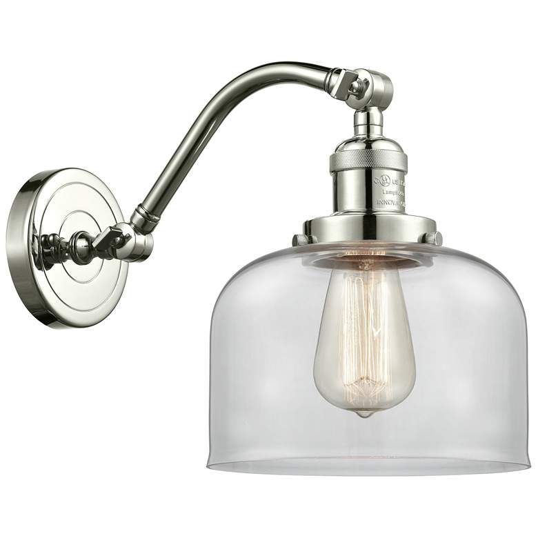 Image 1 Bell 8" Polished Nickel Sconce w/ Clear Shade