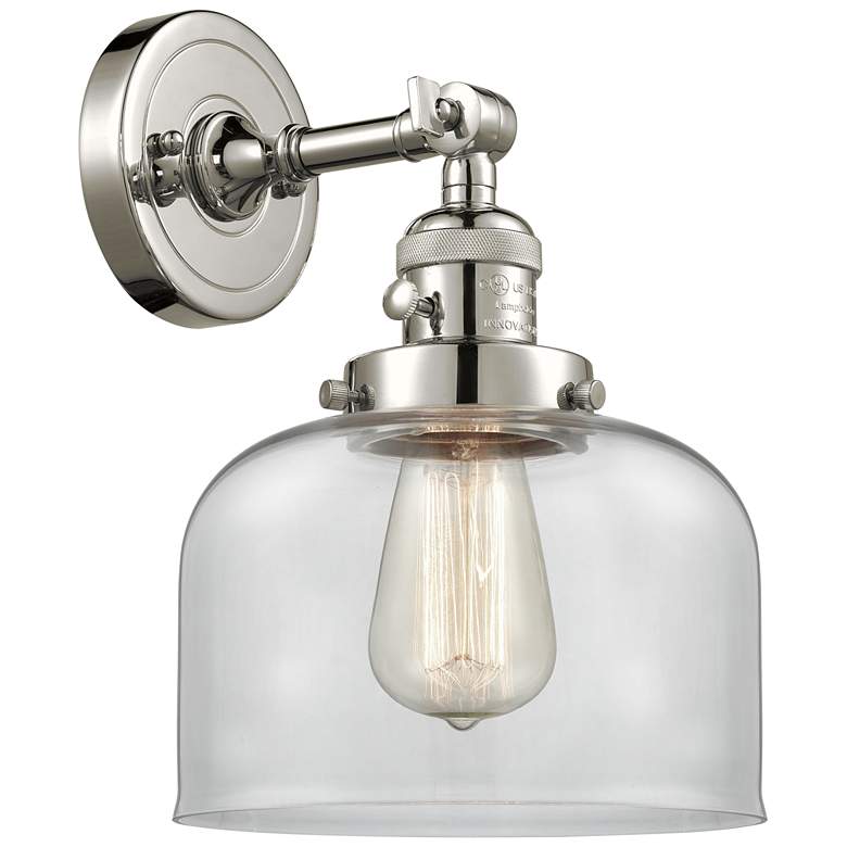 Image 1 Bell 8" Polished Nickel Sconce w/ Clear Shade