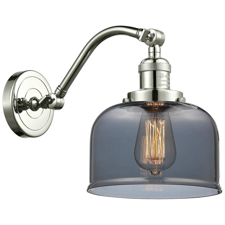 Image 1 Bell 8" Polished Nickel Sconce w/ Plated Smoke Shade