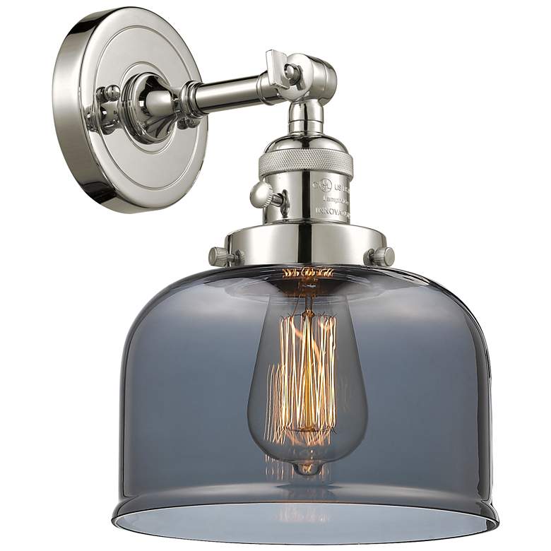 Image 1 Bell 8" Polished Nickel Sconce w/ Plated Smoke Shade