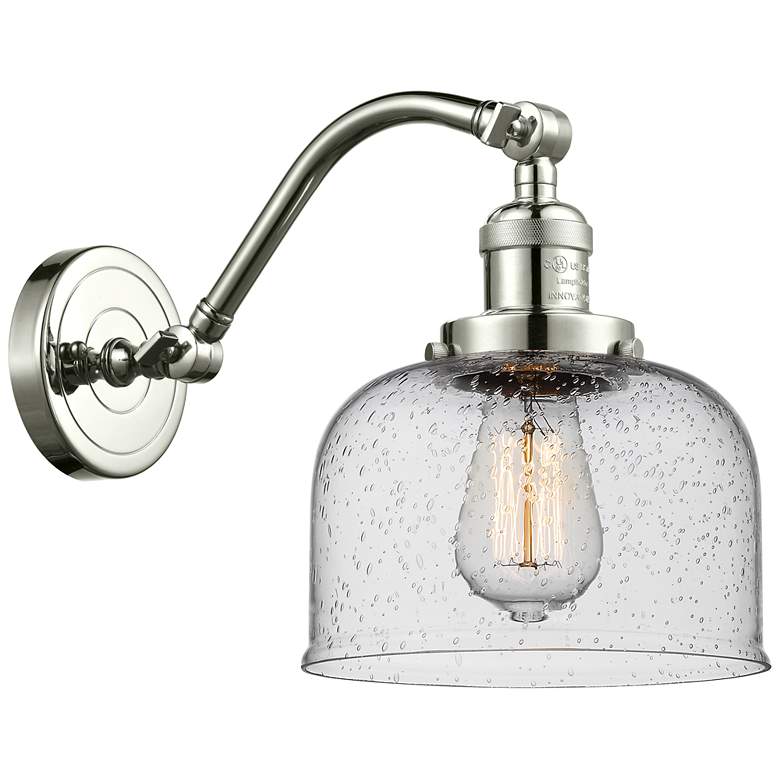 Image 1 Bell 8" Polished Nickel Sconce w/ Seedy Shade