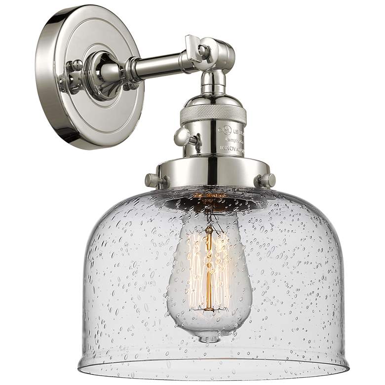 Image 1 Bell 8" Polished Nickel Sconce w/ Seedy Shade