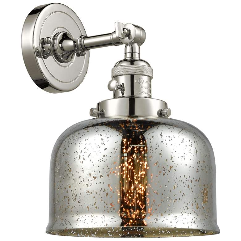 Image 1 Bell 8" Polished Nickel Sconce w/ Silver Plated Mercury Shade