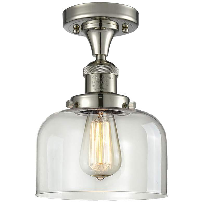 Image 1 Bell 8" Polished Nickel Semi Flush Mount w/ Clear Shade