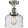Bell 8" Polished Nickel Semi Flush Mount w/ Seedy Shade