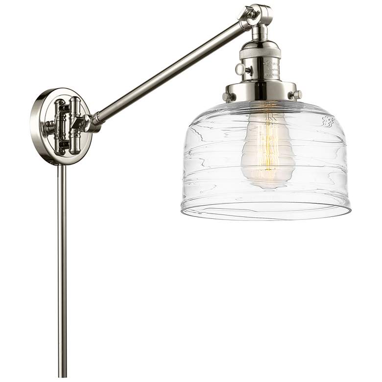Image 1 Bell 8" Polished Nickel Swing Arm With Clear Deco Swirl Shade