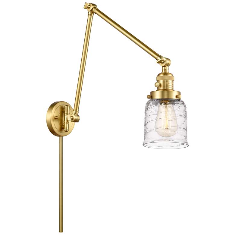 Image 1 Bell 8" Satin Gold Double Swing Arm With Deco Swirl Shade