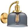Bell 8" Satin Gold Sconce w/ Plated Smoke Shade