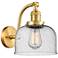 Bell 8" Satin Gold Sconce w/ Seedy Shade