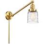 Bell 8" Satin Gold Swing Arm With Deco Swirl Shade