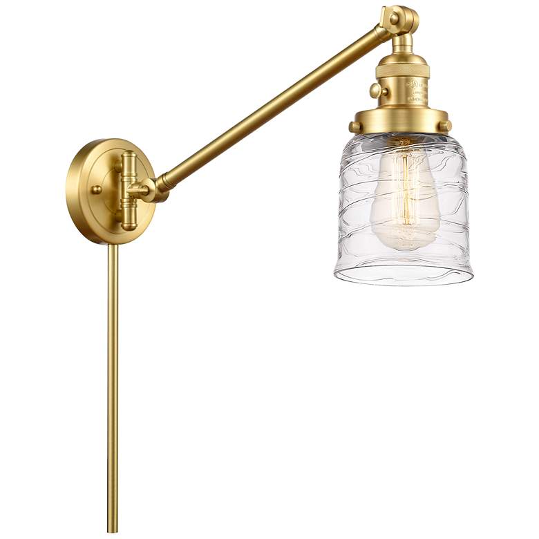 Image 1 Bell 8" Satin Gold Swing Arm With Deco Swirl Shade