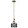 Bell 8" Wide Antique Brass Stem Hung Mini Pendant w/ Plated Smoke Shad