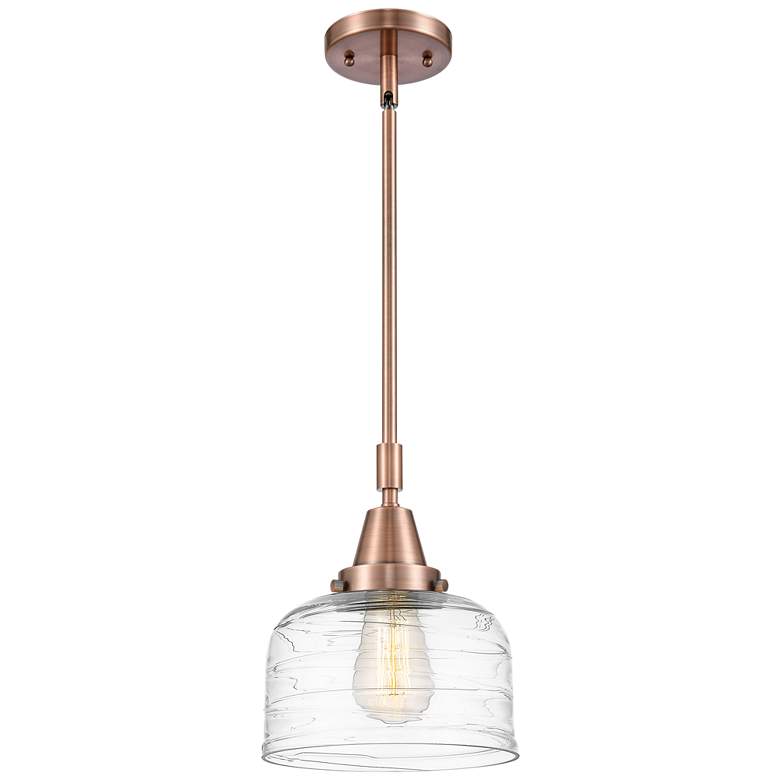 Image 1 Bell 8" Wide Antique Copper Mini Pendant with Clear Glass