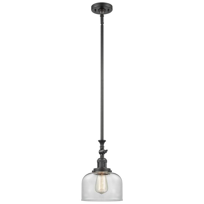 Image 1 Bell 8" Wide Bronze Stem Hung Tiltable Mini Pendant w/ Clear Shade