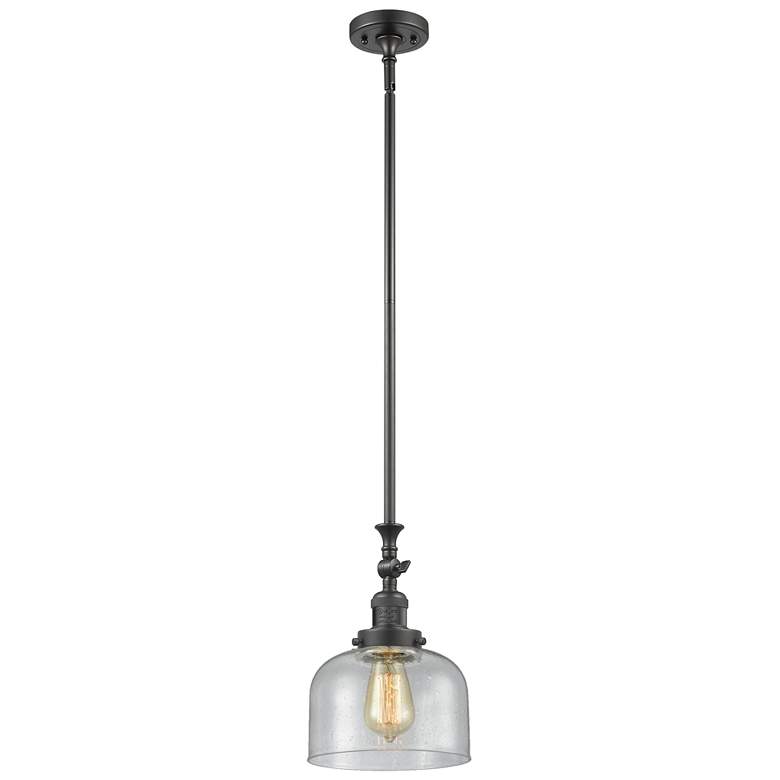 Image 1 Bell 8" Wide Bronze Stem Hung Tiltable Mini Pendant w/ Seedy Shade