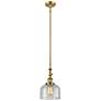 Bell 8" Wide Brushed Brass Stem Hung Tiltable Mini Pendant w/ Seedy Sh