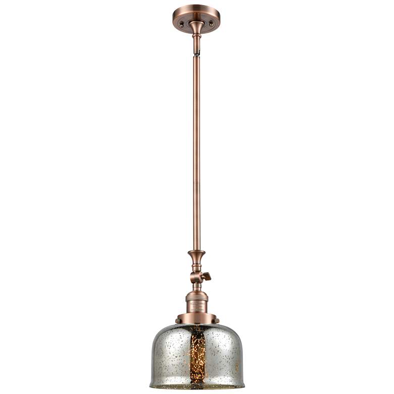 Image 1 Bell 8 inch Wide Copper Stem Hung Mini Pendant w/ Silver Plated Mercury Sh