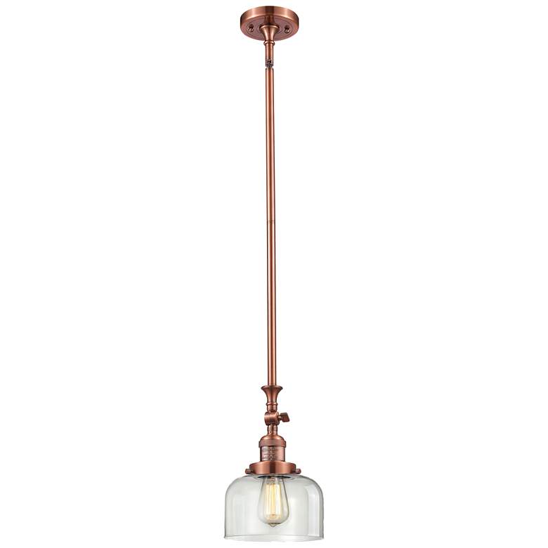 Image 1 Bell 8" Wide Copper Stem Hung Tiltable Mini Pendant w/ Clear Shade