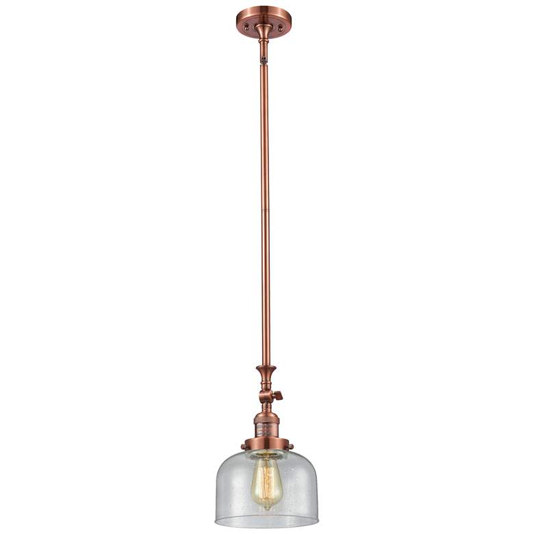 Image 1 Bell 8 inch Wide Copper Stem Hung Tiltable Mini Pendant w/ Seedy Shade
