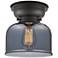 Bell 8" Wide Matte Black Ceiling Light with Smoke Glass