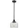 Bell 8" Wide Matte Black LED Mini Pendant with Clear Glass
