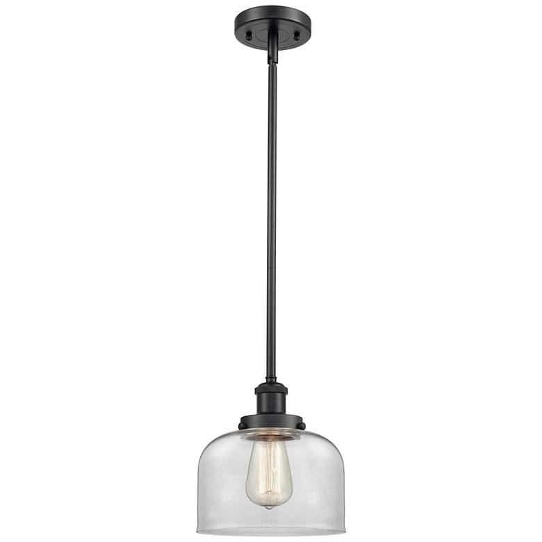 Image 2 Bell 8" Wide Matte Black Mini Pendant with Clear Glass