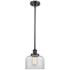 Bell 8" Wide Matte Black Mini Pendant with Clear Glass