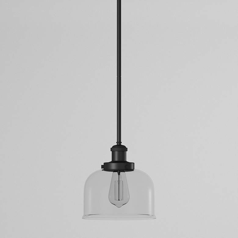 Image 1 Bell 8" Wide Matte Black Mini Pendant with Clear Glass