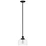 6_Bell 8" Wide Matte Black Mini Pendant with Clear Glass more views