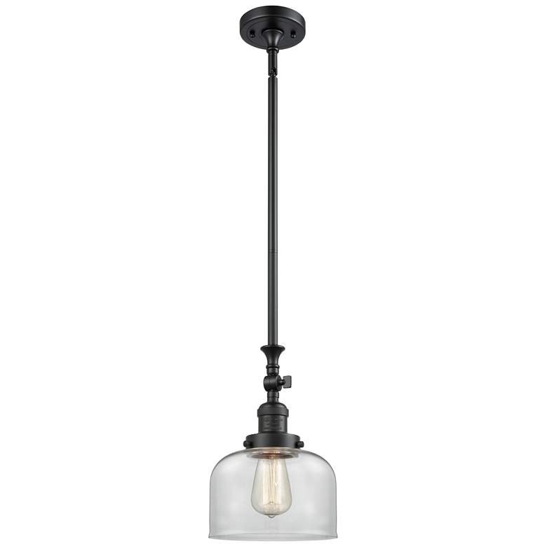 Image 1 Bell 8" Wide Matte Black Stem Hung Tiltable Mini Pendant w/ Clear Shad