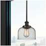 2_Bell 8" Wide Oil-Rubbed Bronze and Seedy Glass Mini Pendant more views