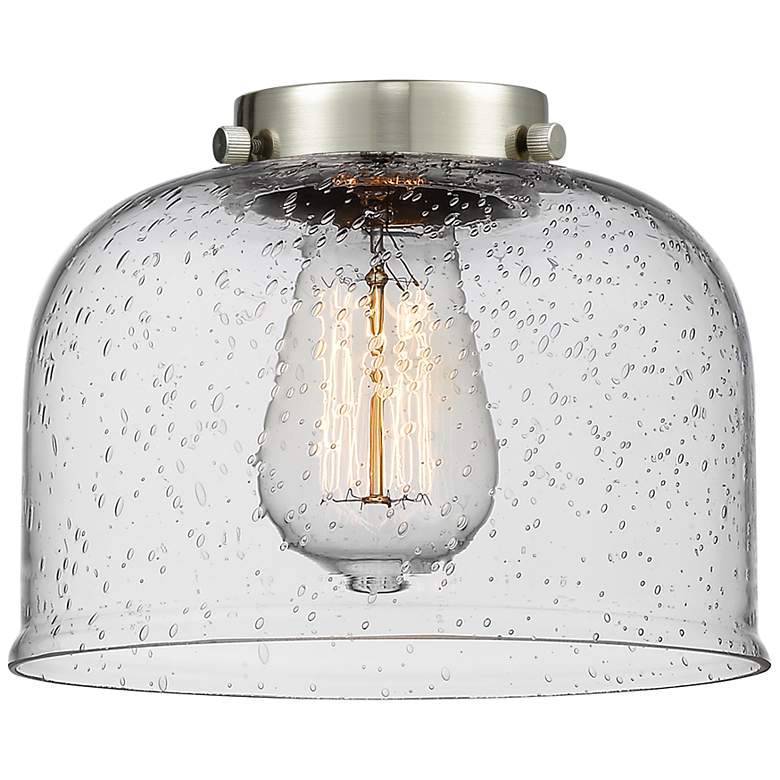 Image 4 Bell 8" Wide Oil-Rubbed Bronze and Seedy Glass Mini Pendant more views