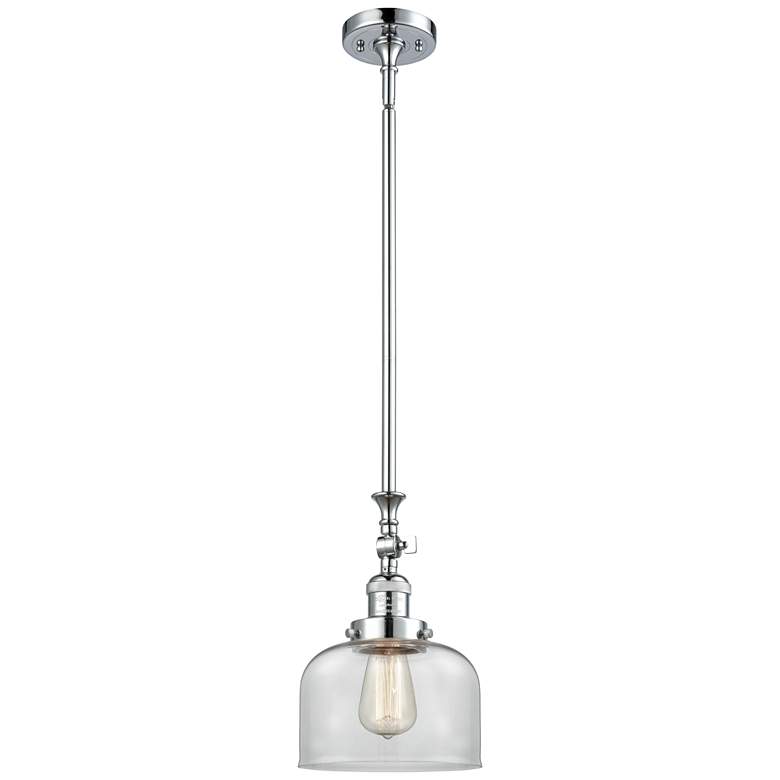 Image 1 Bell 8" Wide Polished Chrome Stem Hung Tiltable Mini Pendant w/ Clear