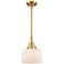 Bell 8" Wide Satin Gold Mini Pendant with White Shade