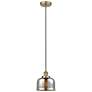 Bell 8"W Antique Brass Corded Mini Pendant w/ Silver Mercury Shade