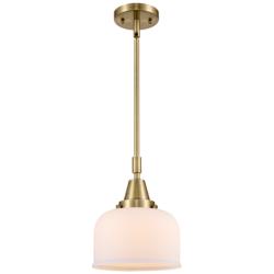 Bell 8"W Antique Brass Mini Pendant Light with White Shade