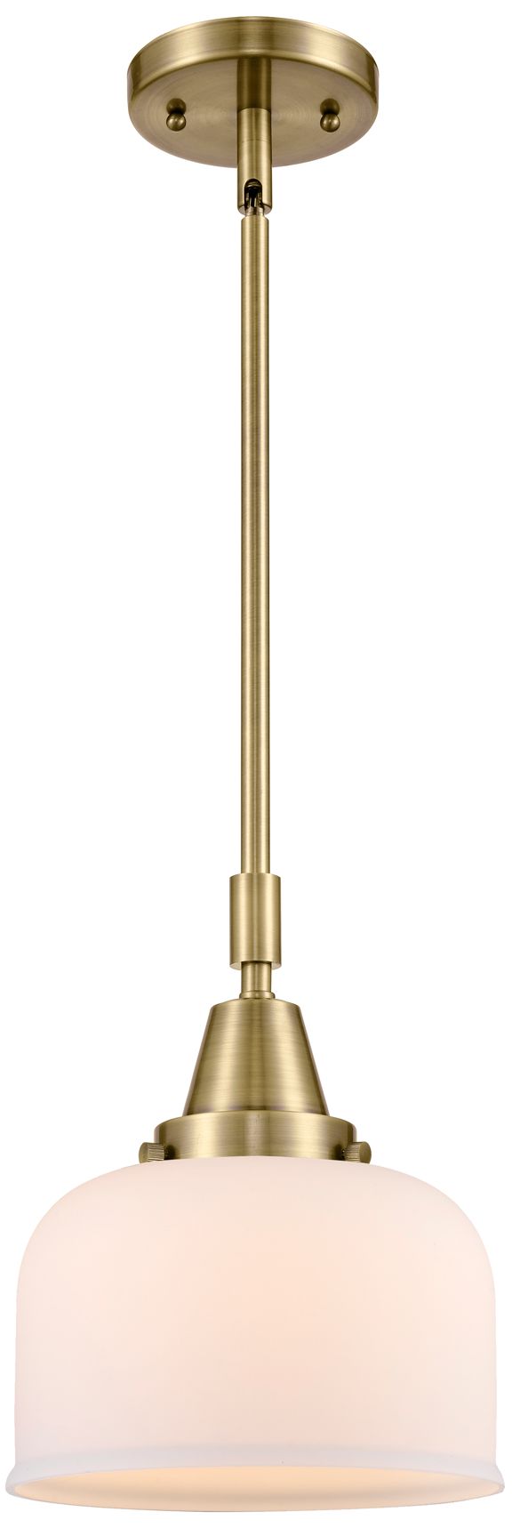 Bell 8"W Antique Brass Mini Pendant with White Shade