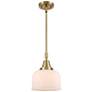 1_Bell 8"W Antique Brass Mini Pendant with White Shade