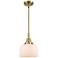 Bell 8"W Antique Brass Mini Pendant with White Shade