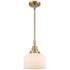 Bell 8"W Antique Brass Mini Pendant with White Shade