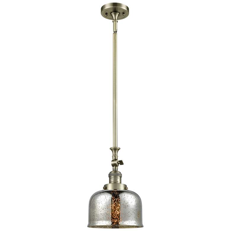 Image 1 Bell 8"W Antique Brass Stem Hung Mini Pendant w/ Mercury Shade