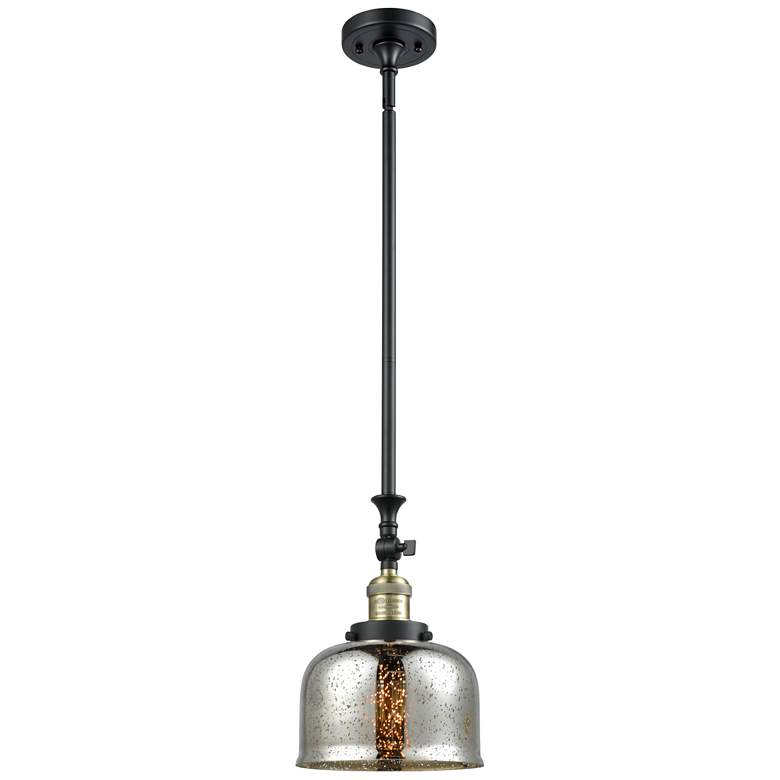 Image 1 Bell 8"W Black Brass Stem Hung Mini Pendant w/ Silver Plated Mercury S
