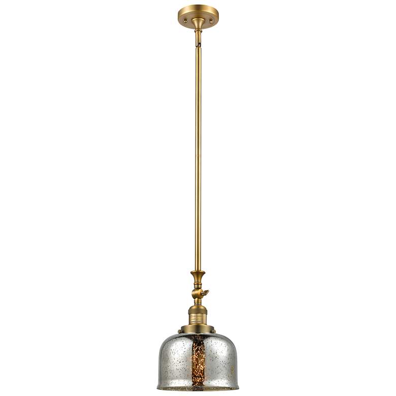 Image 1 Bell 8"W Brushed Brass Stem Hung Mini Pendant w/ Mercury Shade