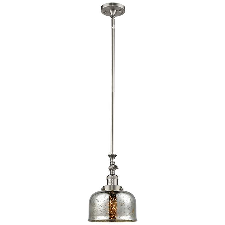Image 1 Bell 8"W Brushed Nickel Stem Hung Mini Pendant w/ Mercury Shade