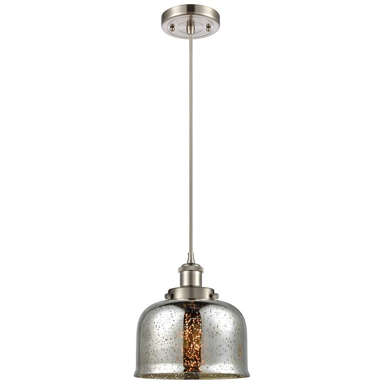 Image 1 Bell 8"W Brushed Satin Nickel Mini Pendant w/ Mercury Glass