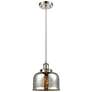 Bell 8"W Brushed Satin Nickel Mini Pendant w/ Mercury Glass