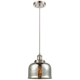 Bell 8"W Brushed Satin Nickel Mini Pendant w/ Mercury Glass Bell 8"W Brushed Satin Nickel Mini Pendant w/ Mercury Glass