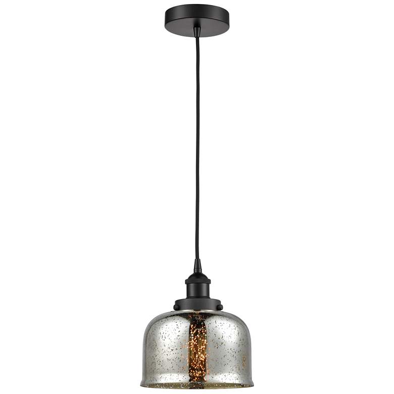 Image 1 Bell 8"W Matte Black Corded Mini Pendant w/ Silver Mercury Shade