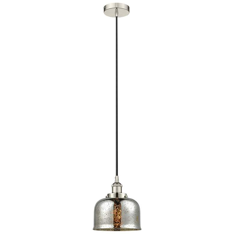 Image 1 Bell 8"W Polished Nickel Corded Mini Pendant w/ Silver Mercury Shade